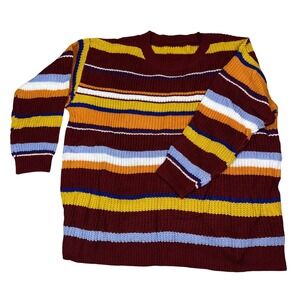 BLOOMCHIC Womens Striped Knit Sweater Burgundy Yellow Blue Orange Size 18-20‎